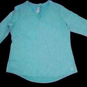 Danskin Now Blue semi-fitted long sleeve Dri More top  - Size XXL
